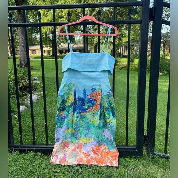 Anthropologie Floral Sleeveless Foldover Knee Length Dress NWT - Picture 5 of 8